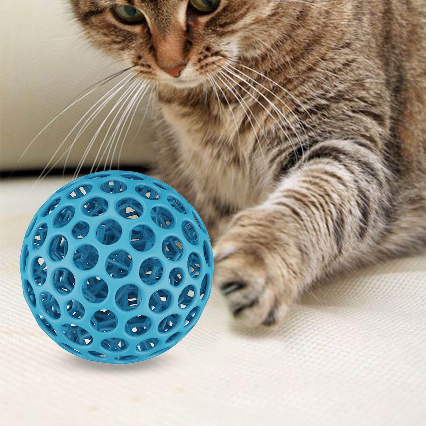 Cat Elastic Toy Ball - Blue and Orange