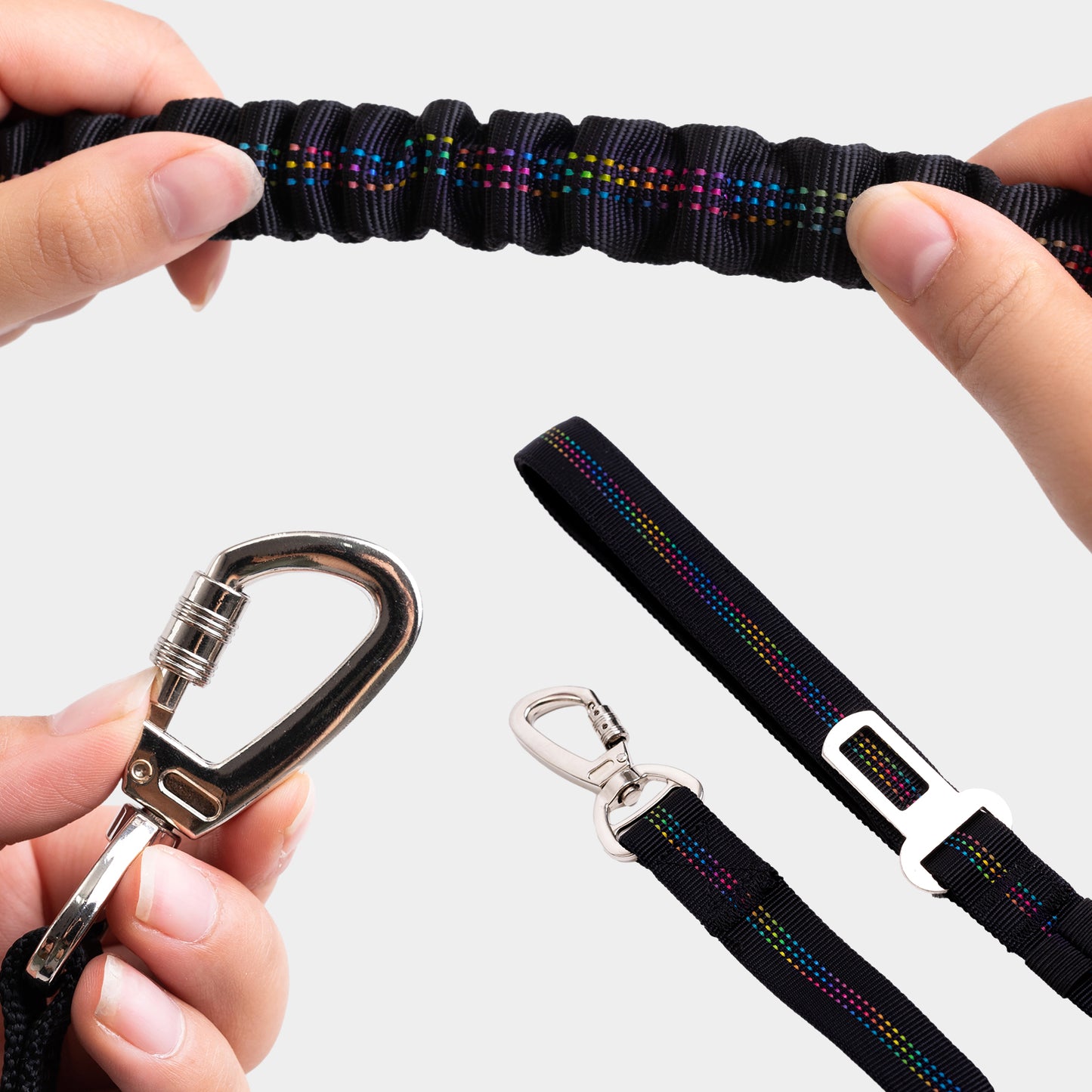 Reflective Rainbow Dog Elastic Anti-Burst Leash - 2 Meters