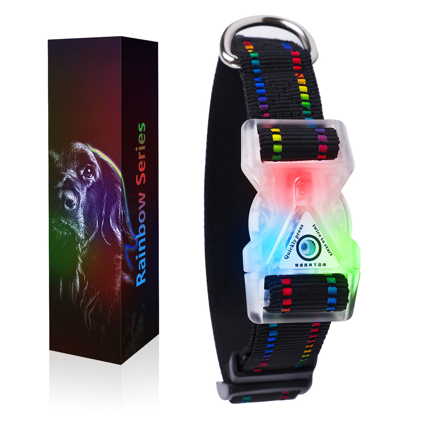 Rainbow LED pet collar lighting collar