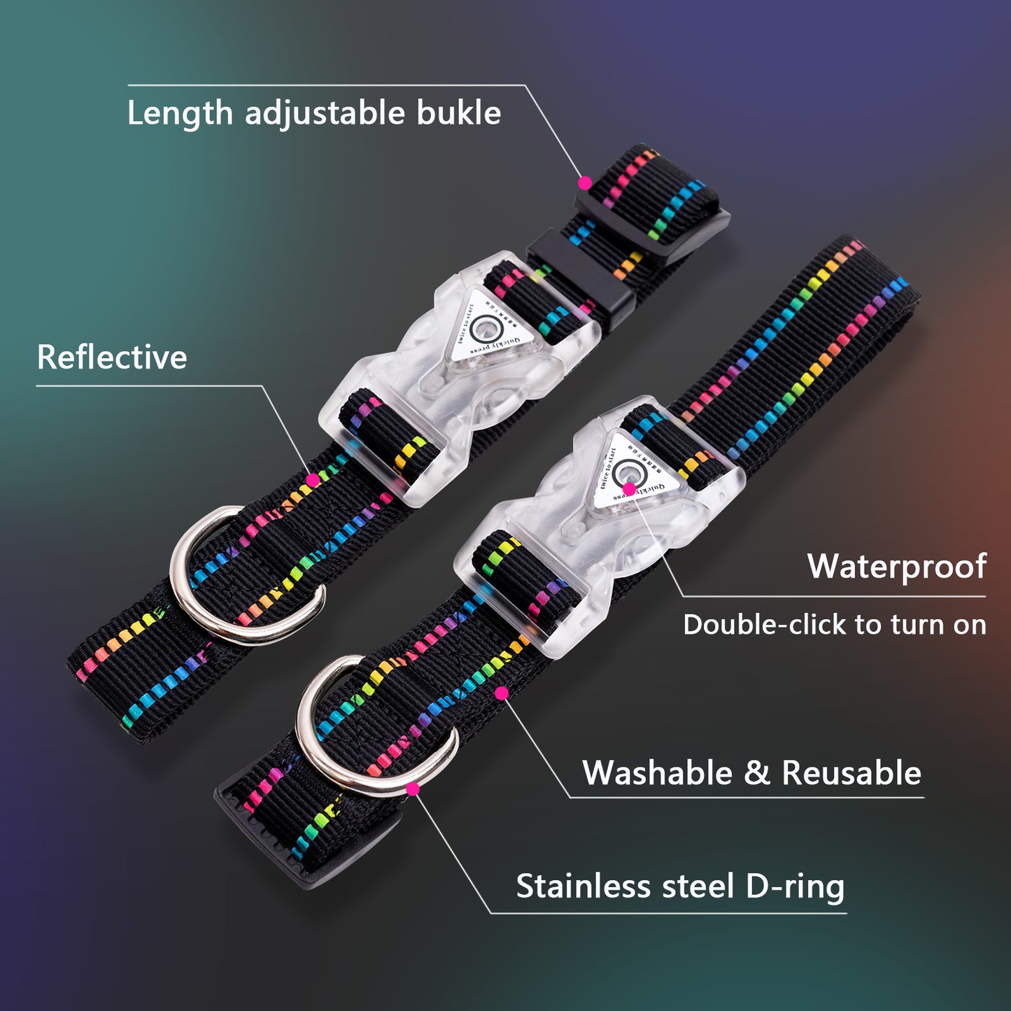 Rainbow LED pet collar lighting collar